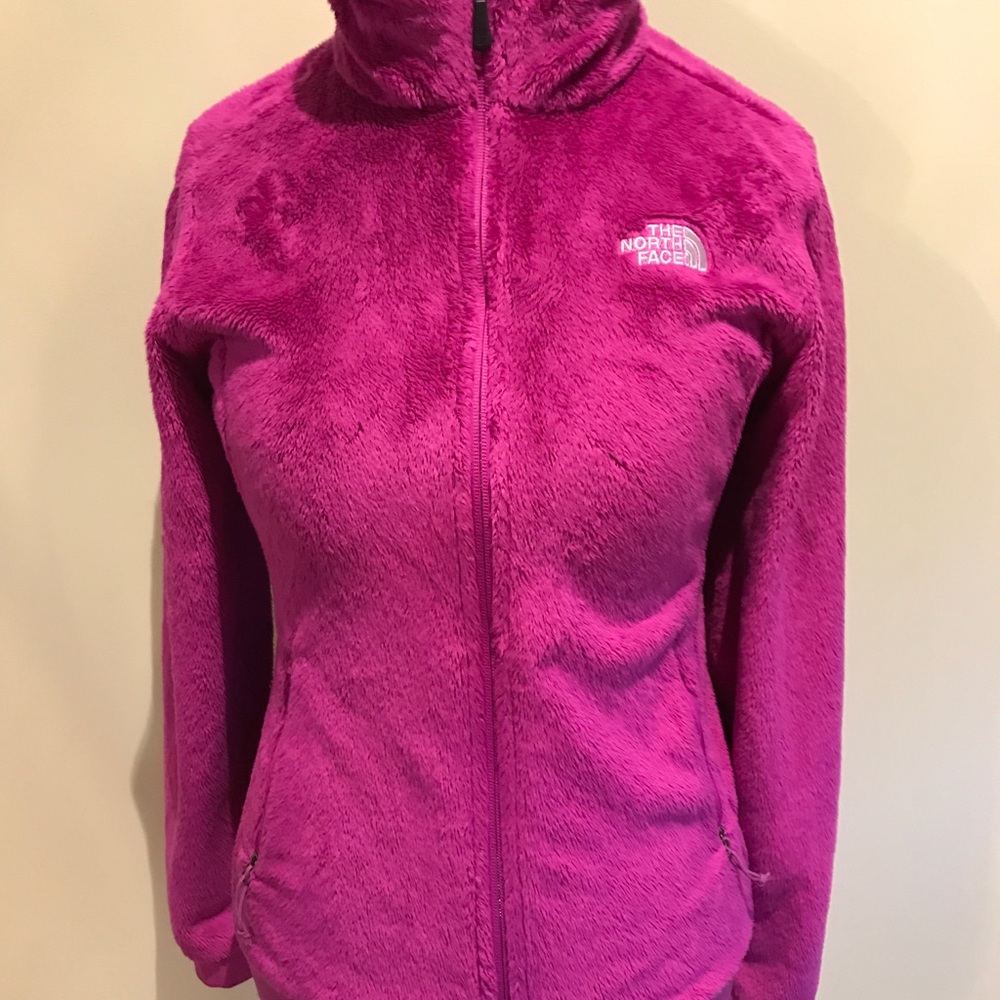 Hot pink Northface fuzzy jacket Small